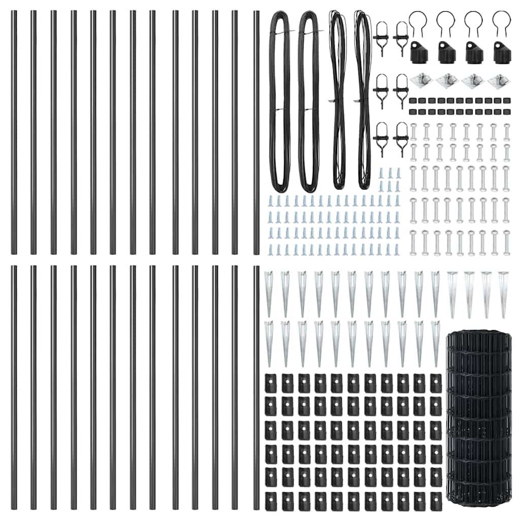 Fence with Post Grey 0.4 x 50 m Steel and PVC