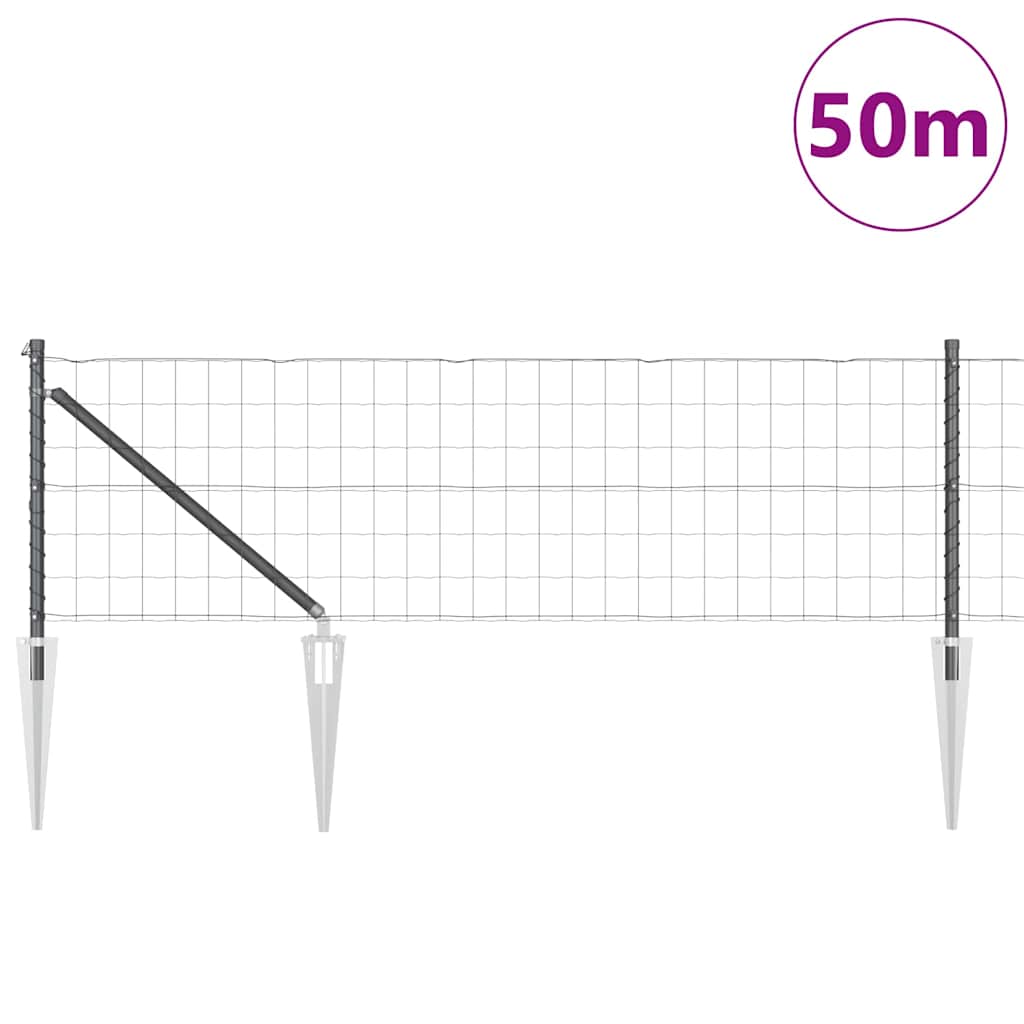 Fence with Post Grey 0.4 x 50 m Steel and PVC