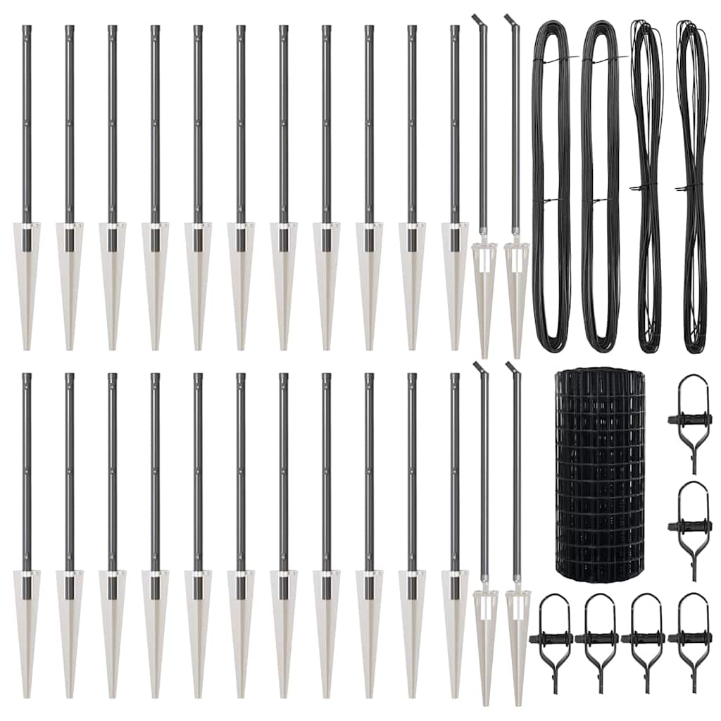 Fence with Posts Grey 0.4 x 50 m Steel