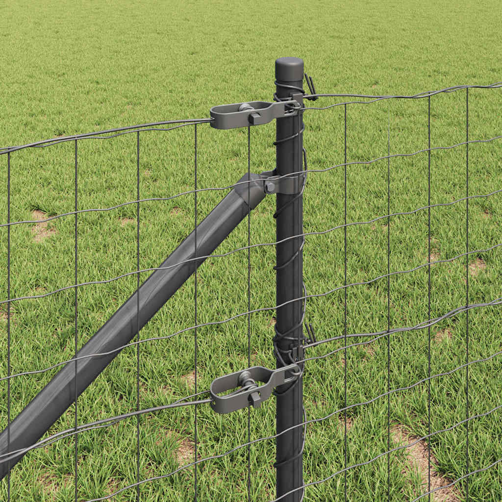 Fence with Post Grey 0.4 x 10 m Steel and PVC