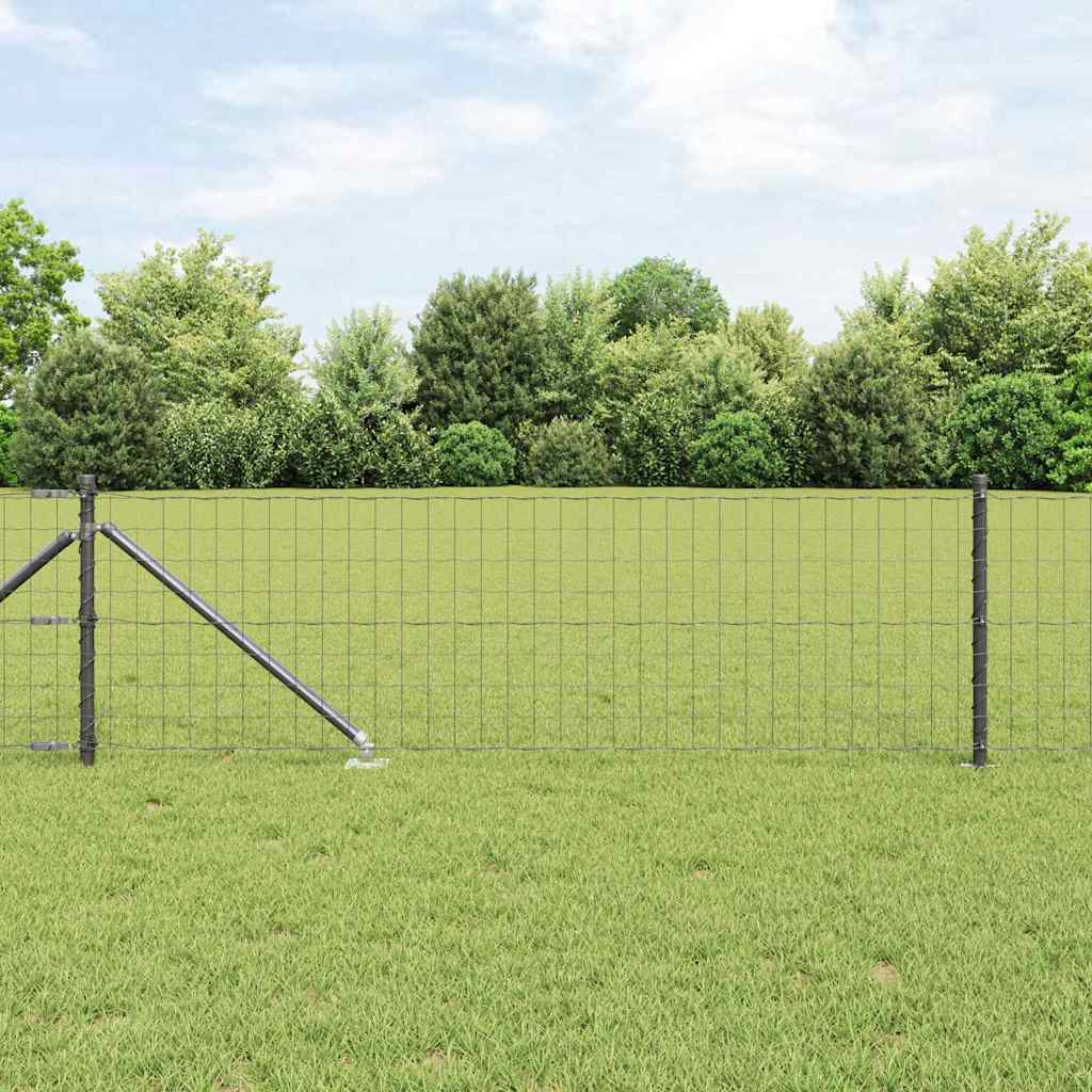 Fence with Post Grey 0.4 x 10 m Steel and PVC