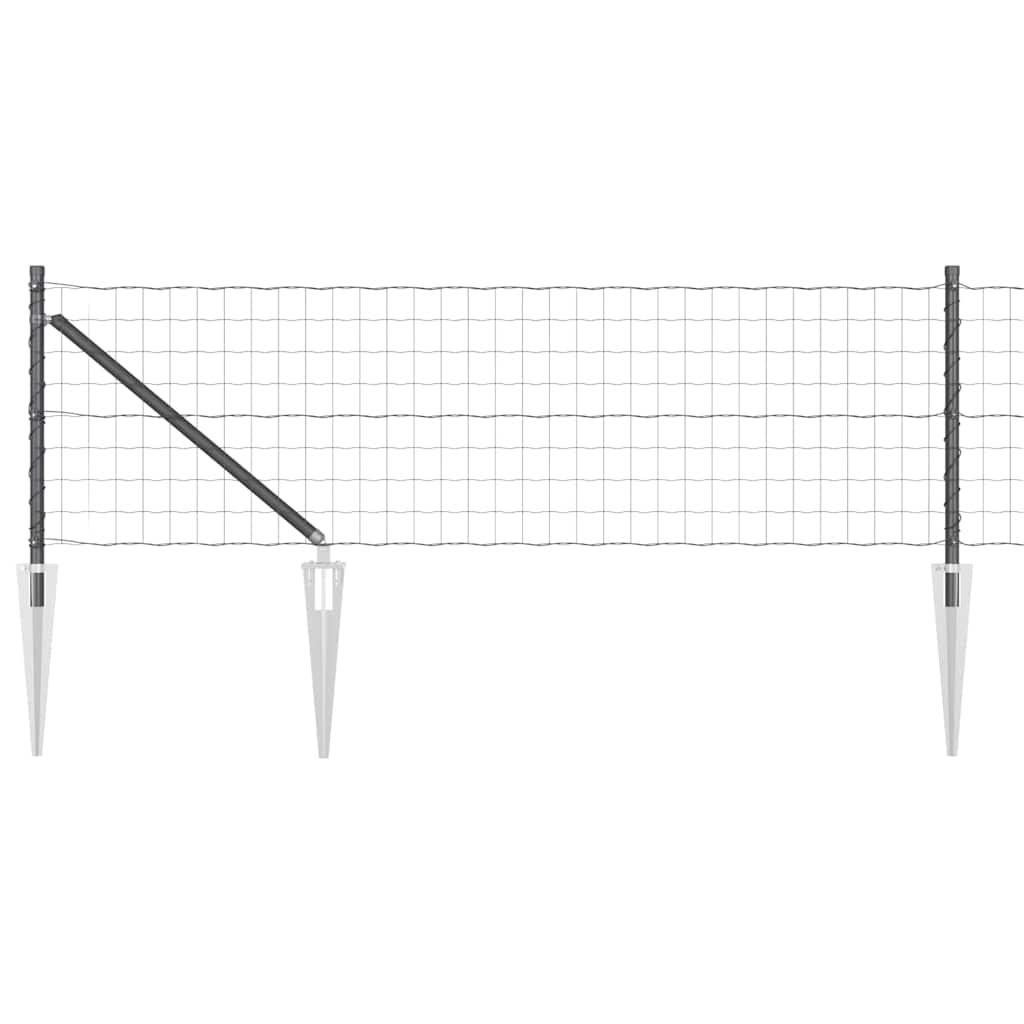 Fence with Post Grey 0.8 x 10 m Steel