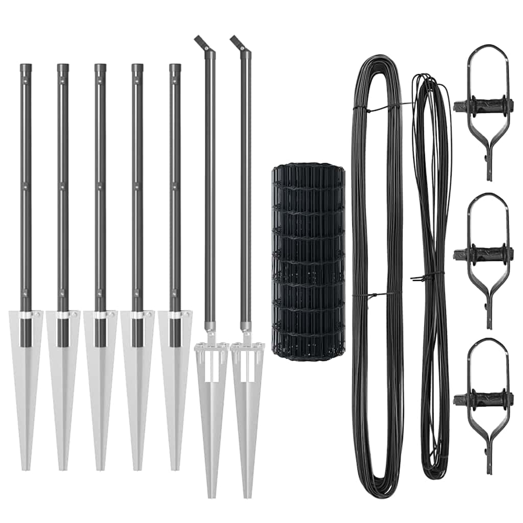 Fence with Post Grey 1 x 10 m Steel