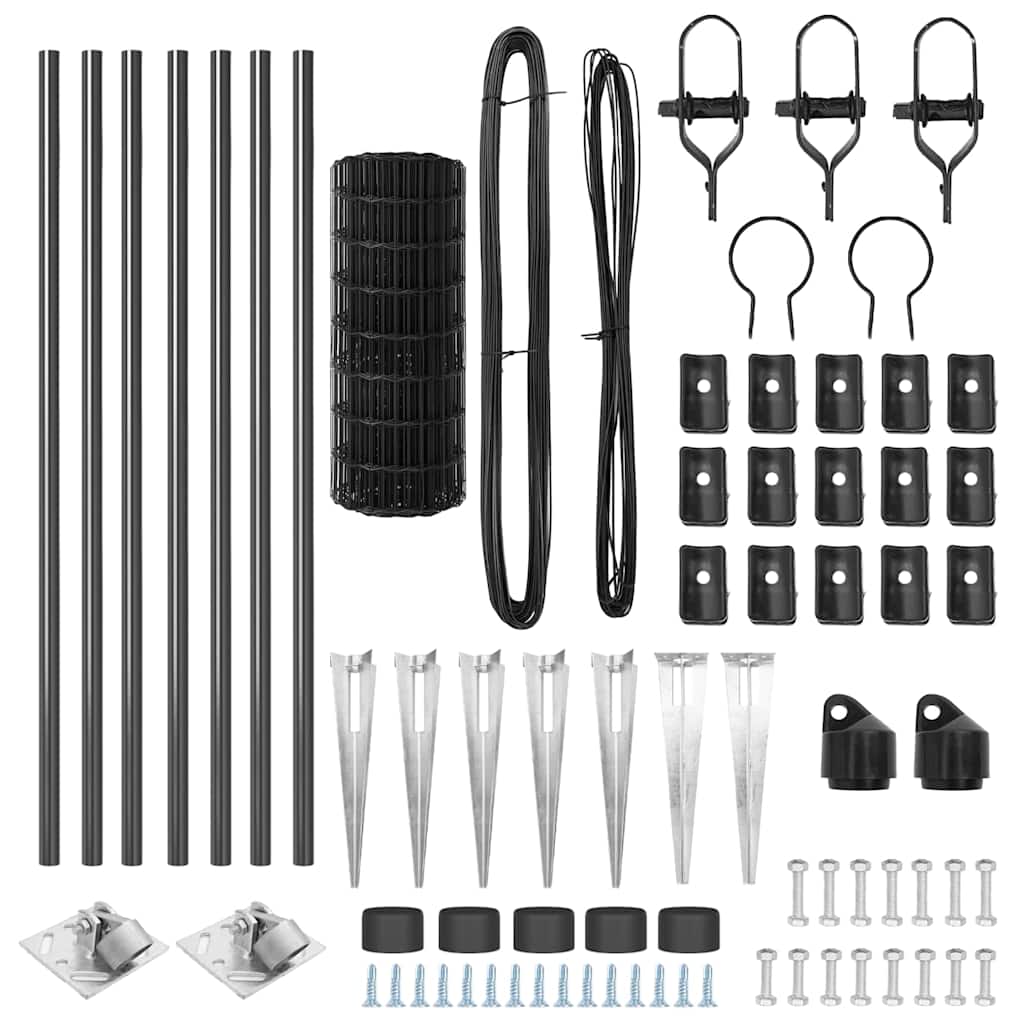 Fence with Post Grey 1 x 10 m Steel