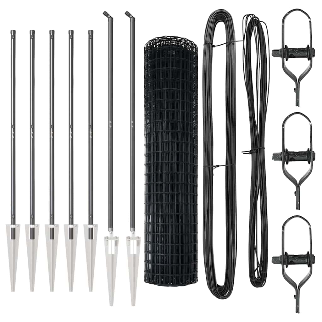 Fence with Post Grey 1.4 x 10 m Steel and PVC