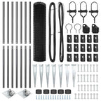 Fence with Post Grey 1.4 x 10 m Steel and PVC