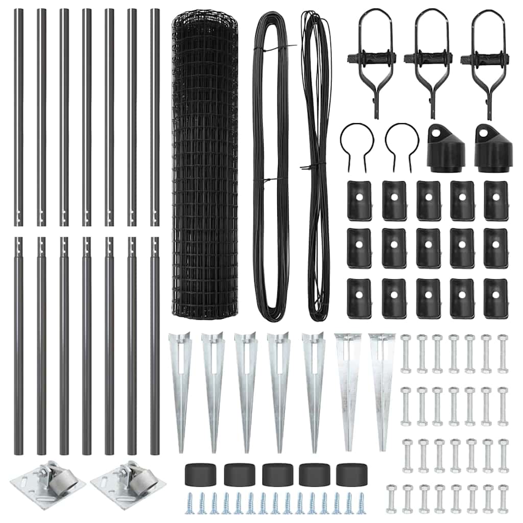 Fence with Post Grey 1.4 x 10 m Steel and PVC