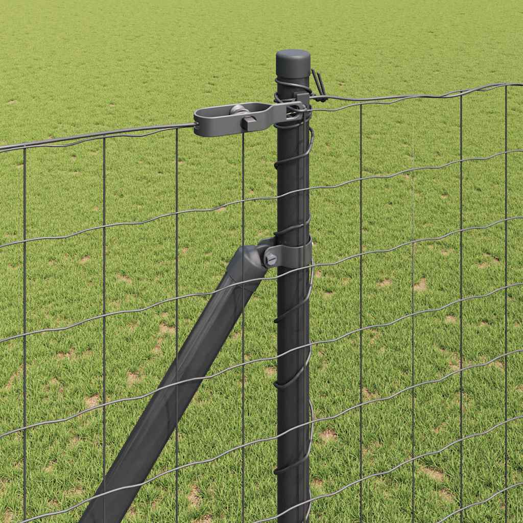 Fence with Post Grey 1.5 x 10 m Steel