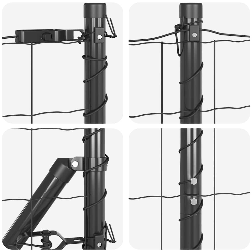 Fence with Posts Grey 1.6 x 10 m Steel