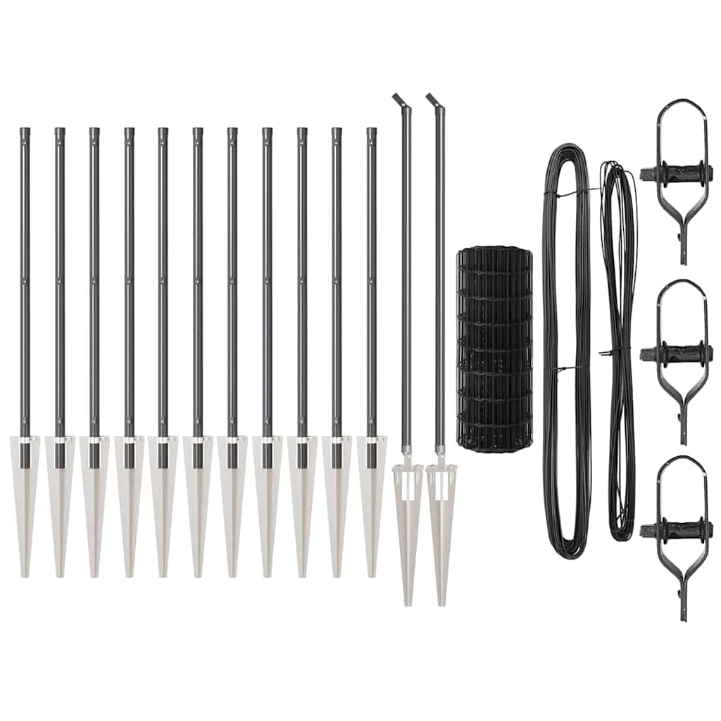 Fence with Posts Grey 0.8 x 25 m Steel