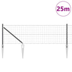 Fence with Posts Grey 0.8 x 25 m Steel