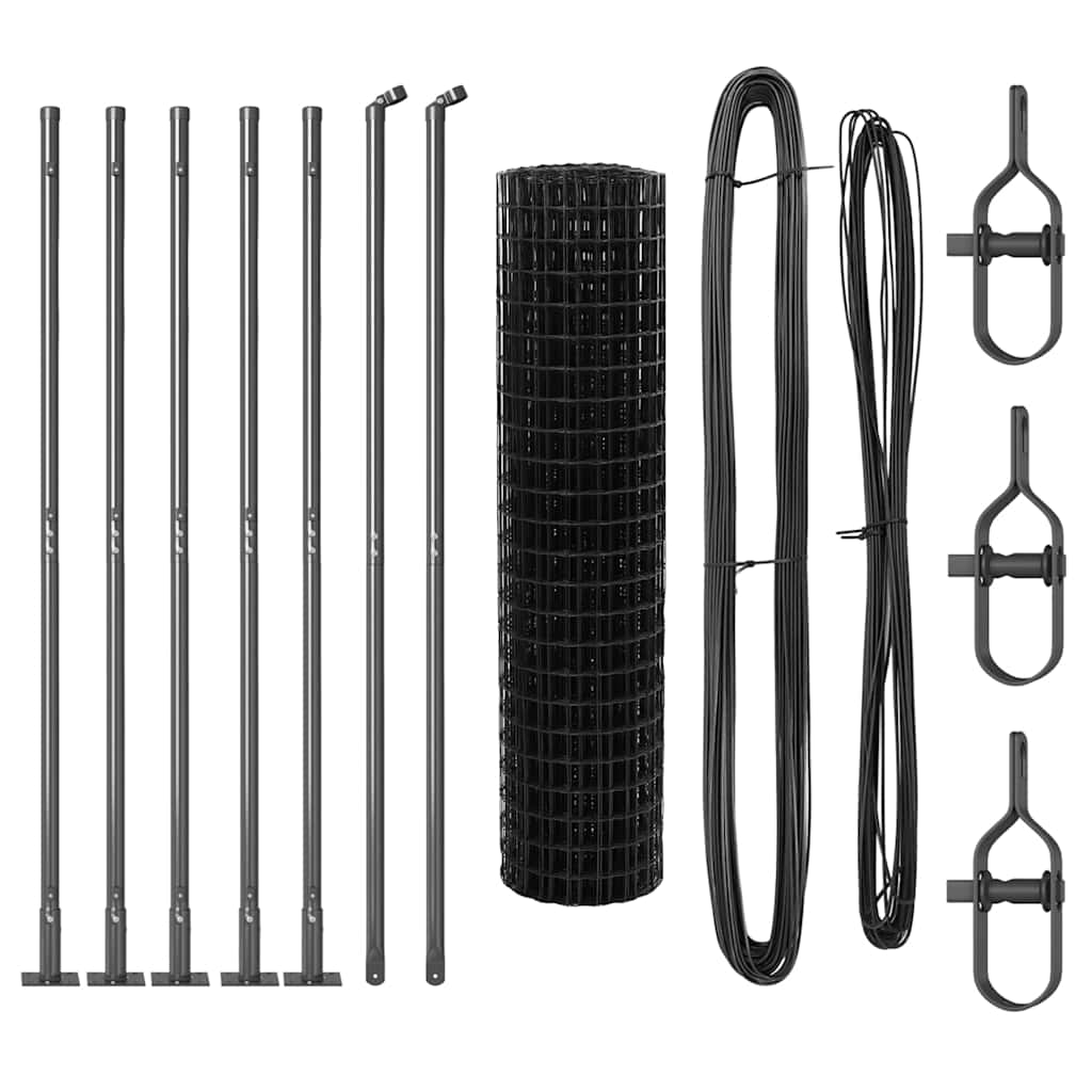 Fence with Post Grey 1.2 x 10 m Steel and PVC