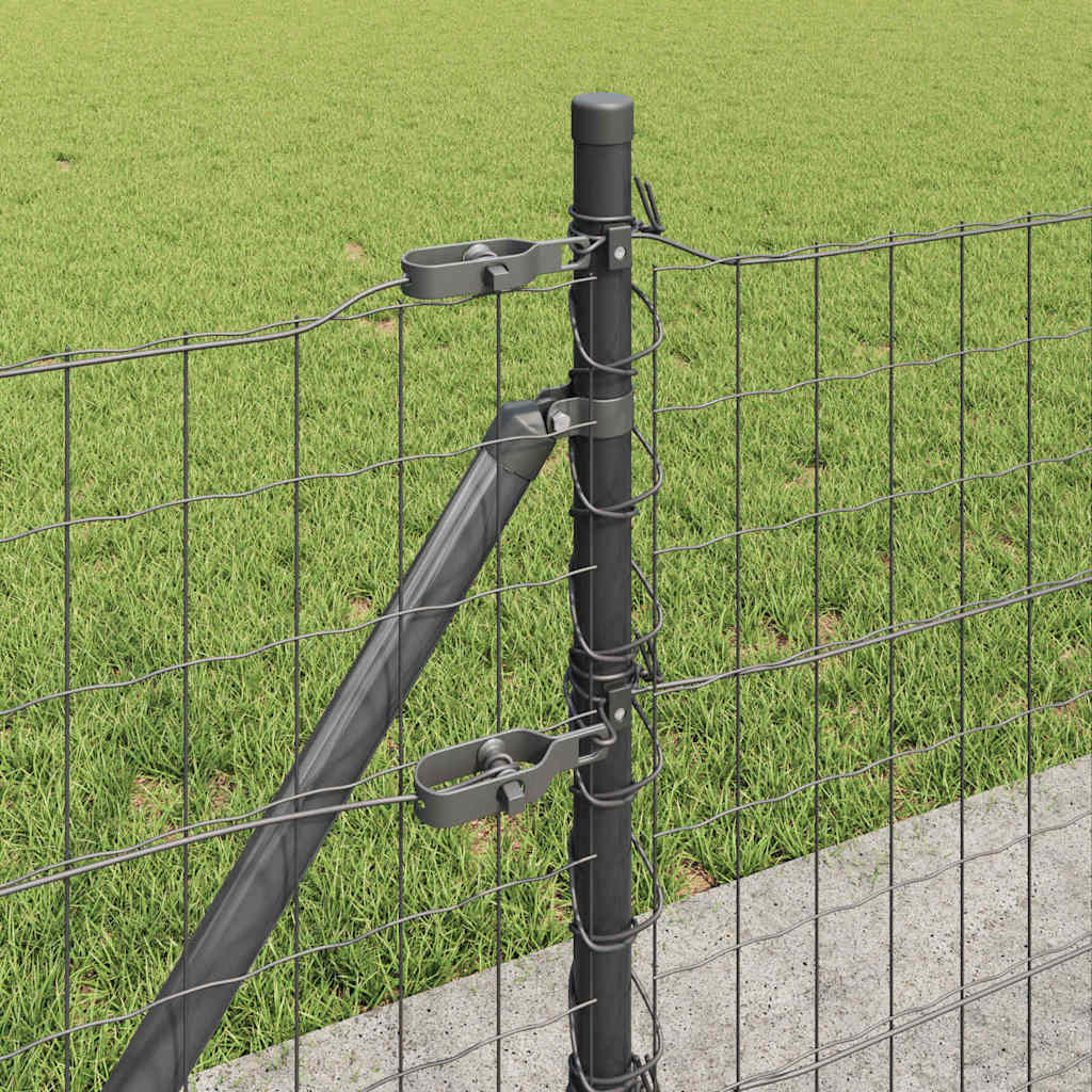 Fence with Posts Grey 0.4 x 10 m Steel