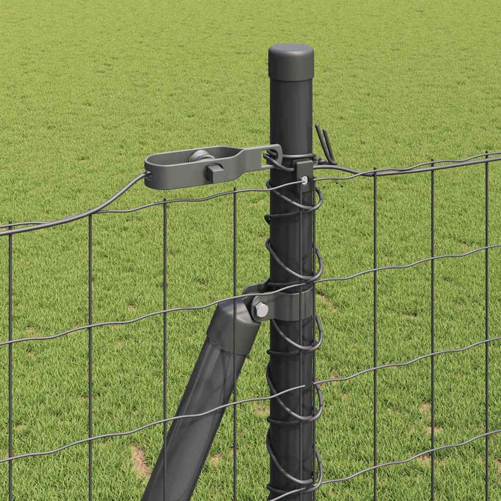 Fence with Posts Grey 1.6 x 10 m Steel