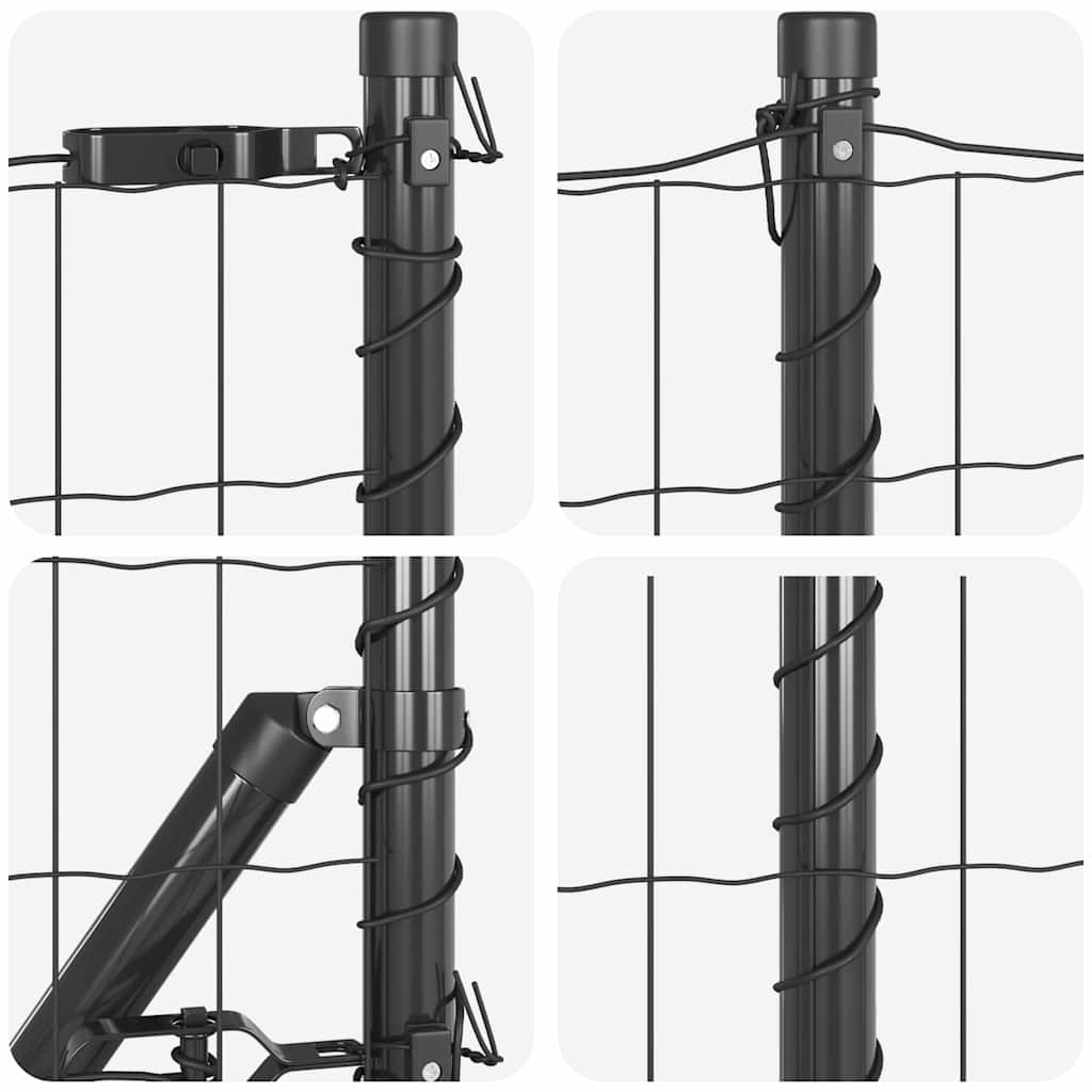 Fence with Posts Grey 0.8 x 10 m Steel