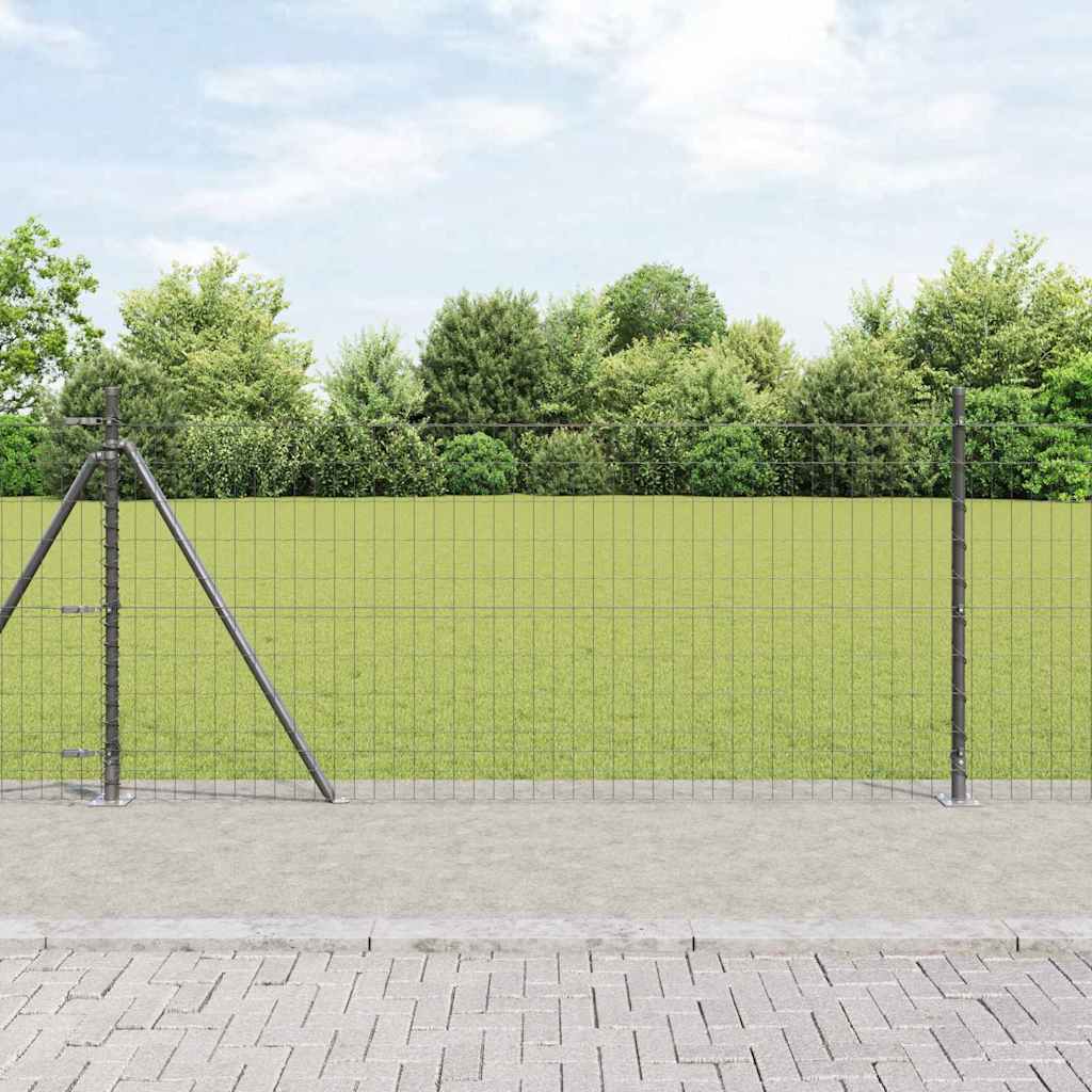 Fence with Posts Grey 0.8 x 10 m Steel