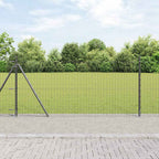 Fence with Posts Grey 0.8 x 10 m Steel