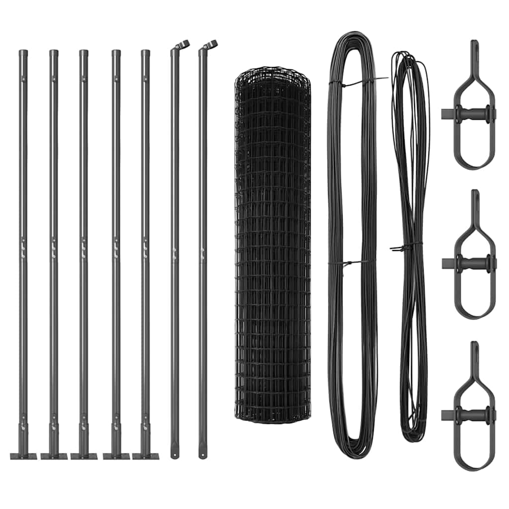 Fence with Posts Grey 0.8 x 10 m Steel