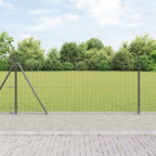 Fence with Posts Grey 1 x 10 m Steel