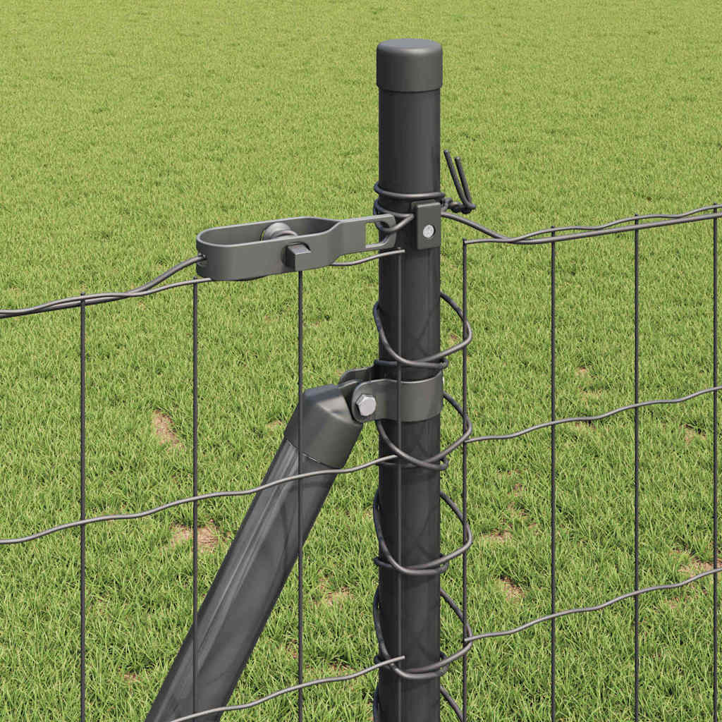 Fence with Posts Grey 1 x 25 m Steel