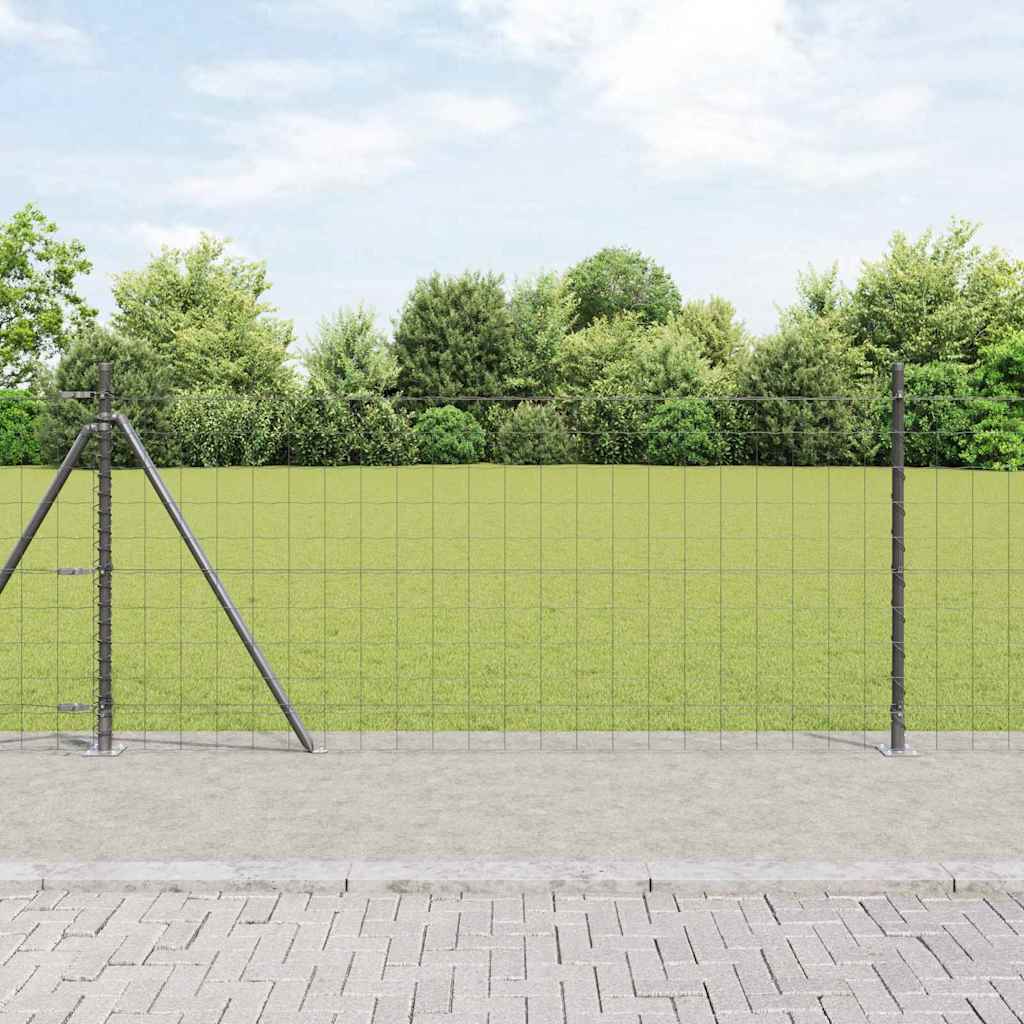 Fence with Posts Grey 0.8 x 25 m Steel