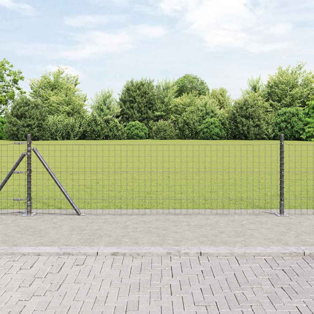 Fence with Post Grey 0.4 x 50 m Steel and PVC