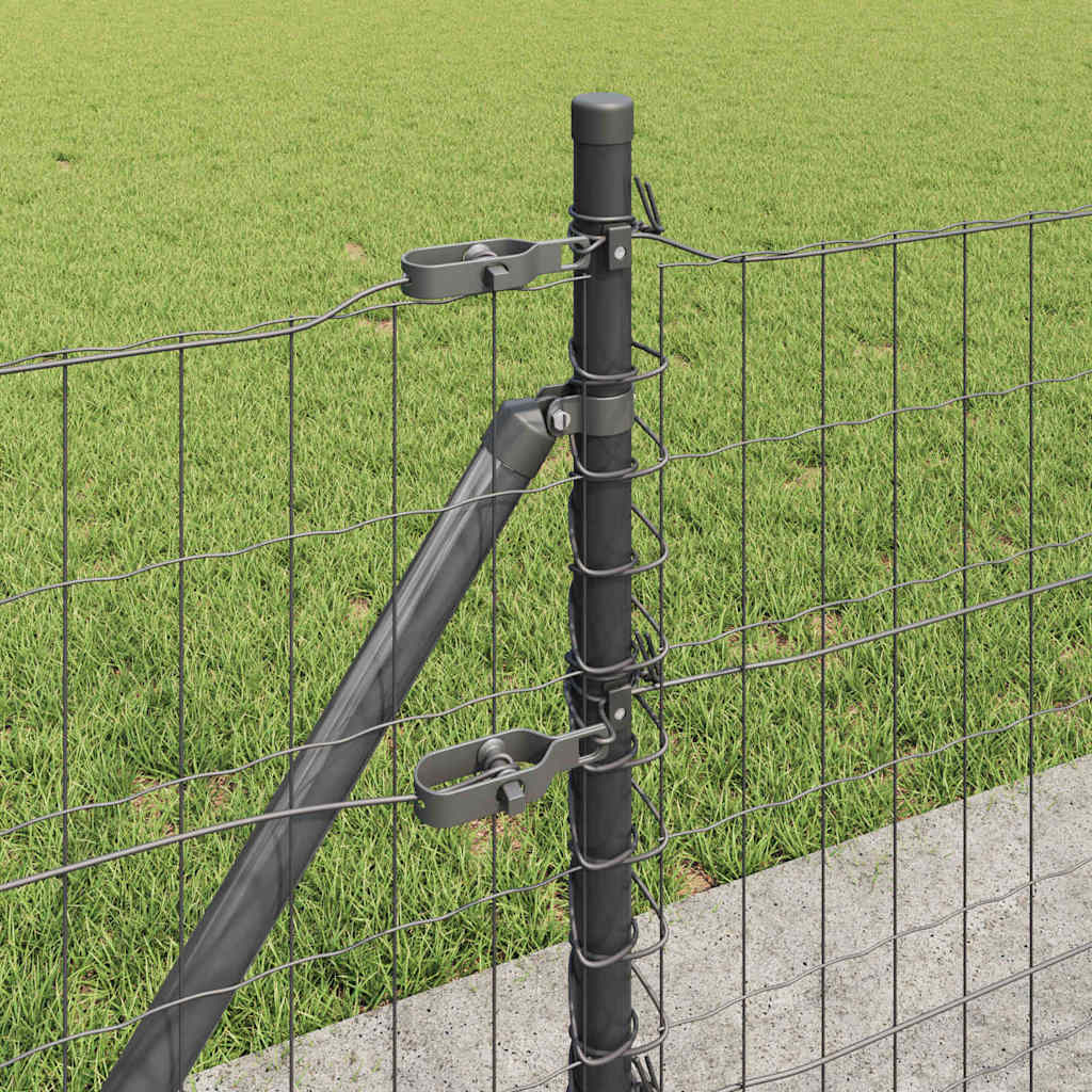 Fence with Post Grey 0.4 x 50 m Steel and PVC