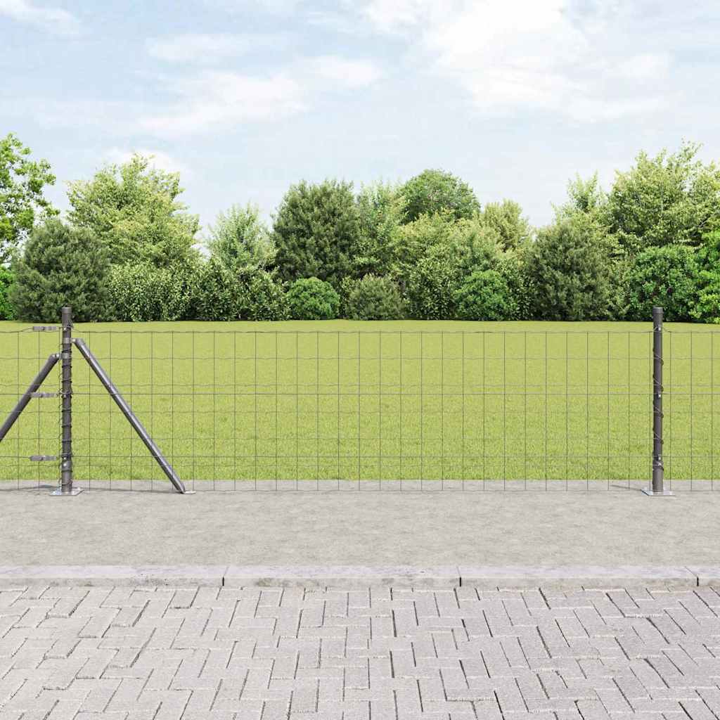 Fence with Posts Grey 0.4 x 50 m Steel
