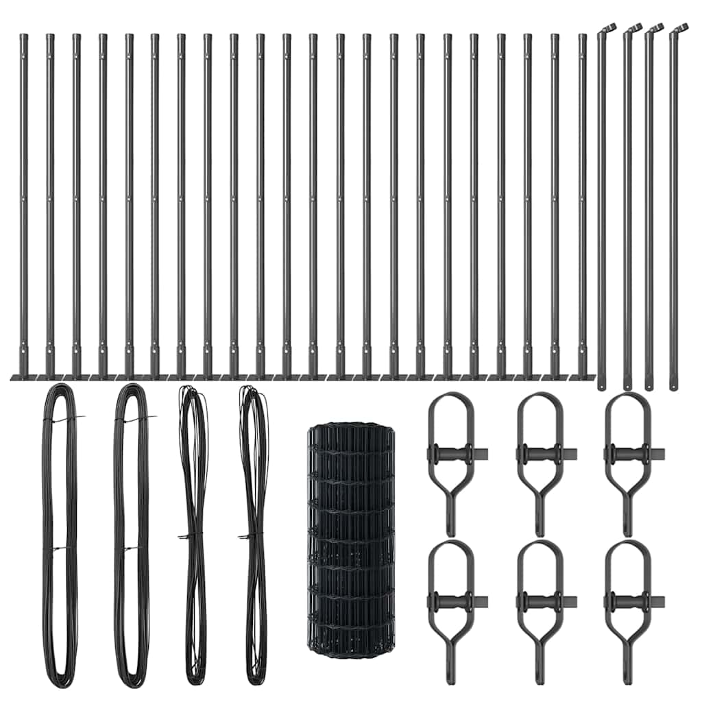 Fence with Posts Grey 0.4 x 50 m Steel