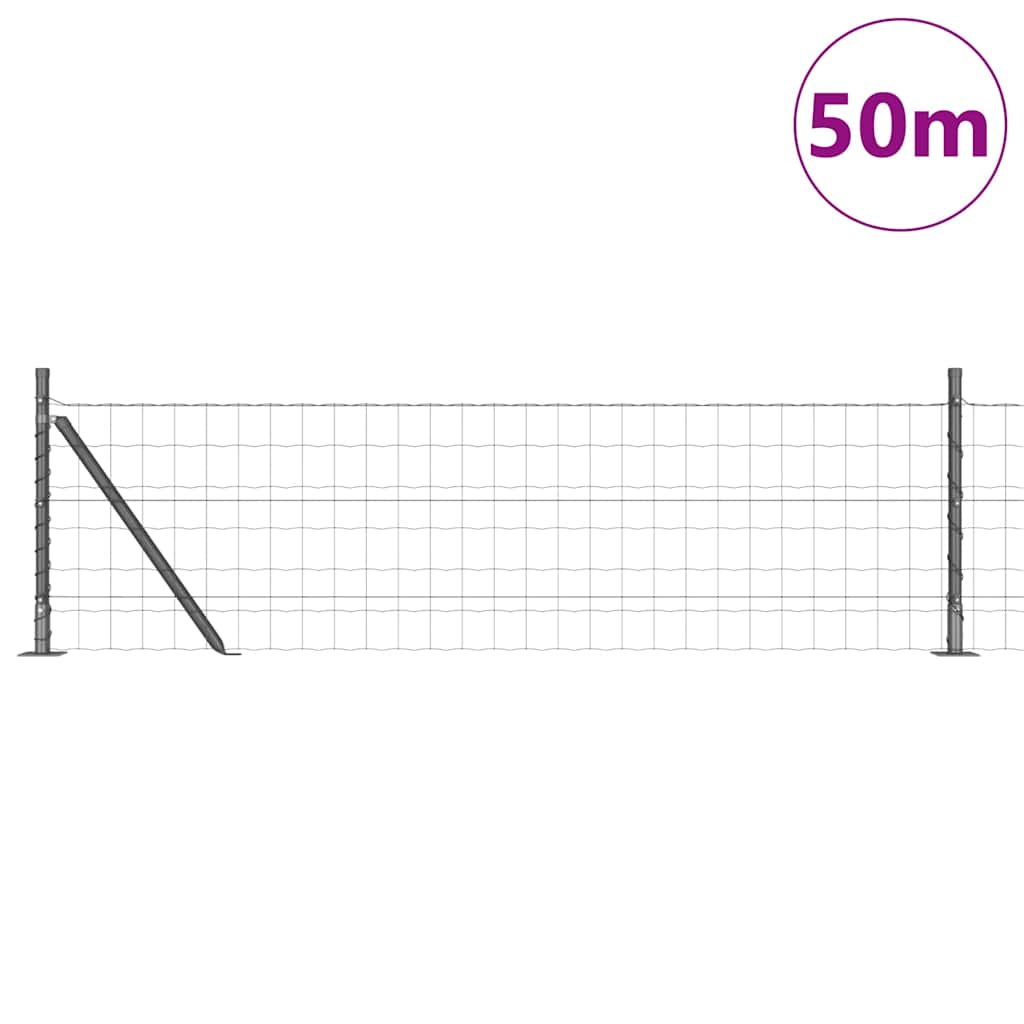 Fence with Posts Grey 0.4 x 50 m Steel