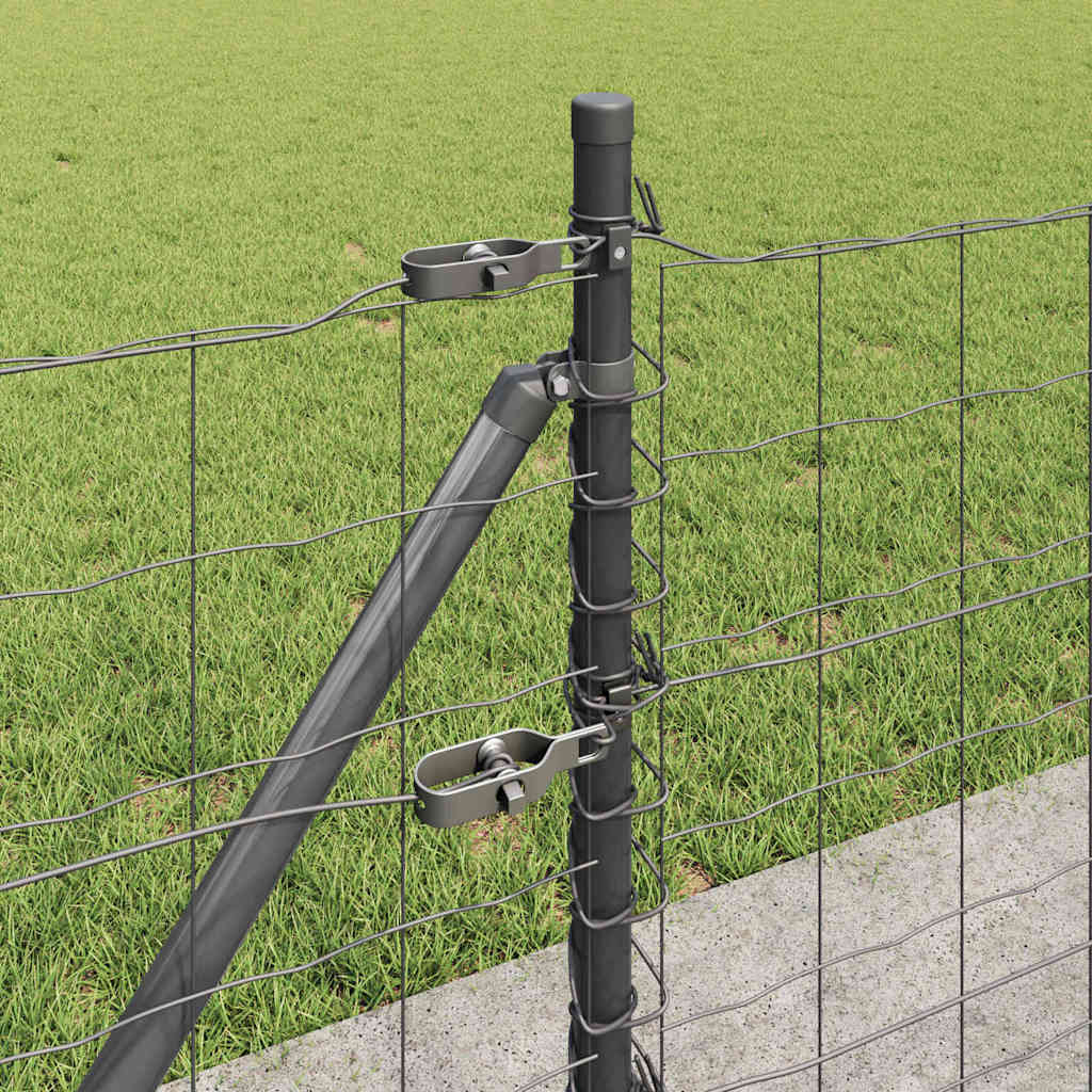 Fence with Post Grey 0.4 x 50 m Steel and PVC