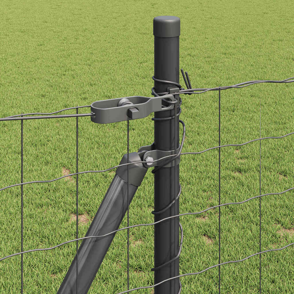 Fence with Post Grey 1 x 10 m Steel