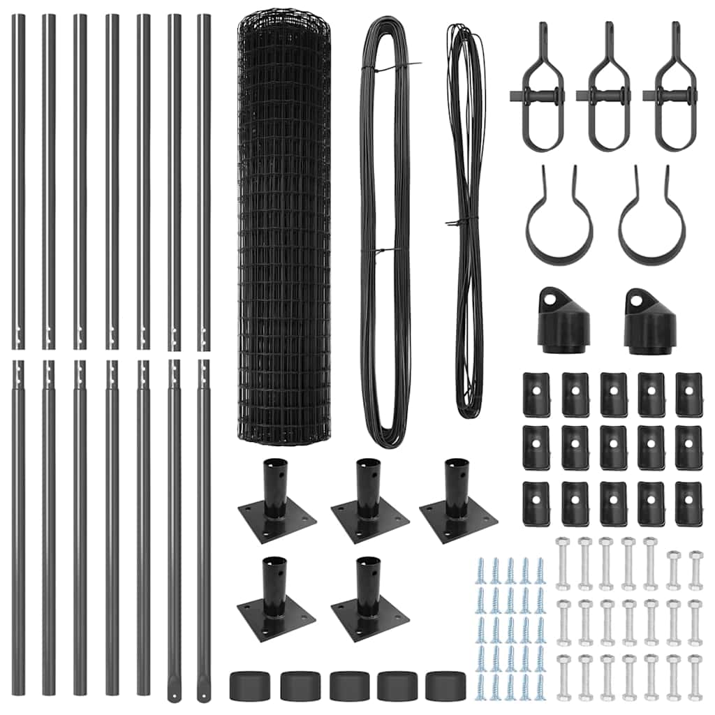 Fence with Post Grey 1 x 10 m Steel