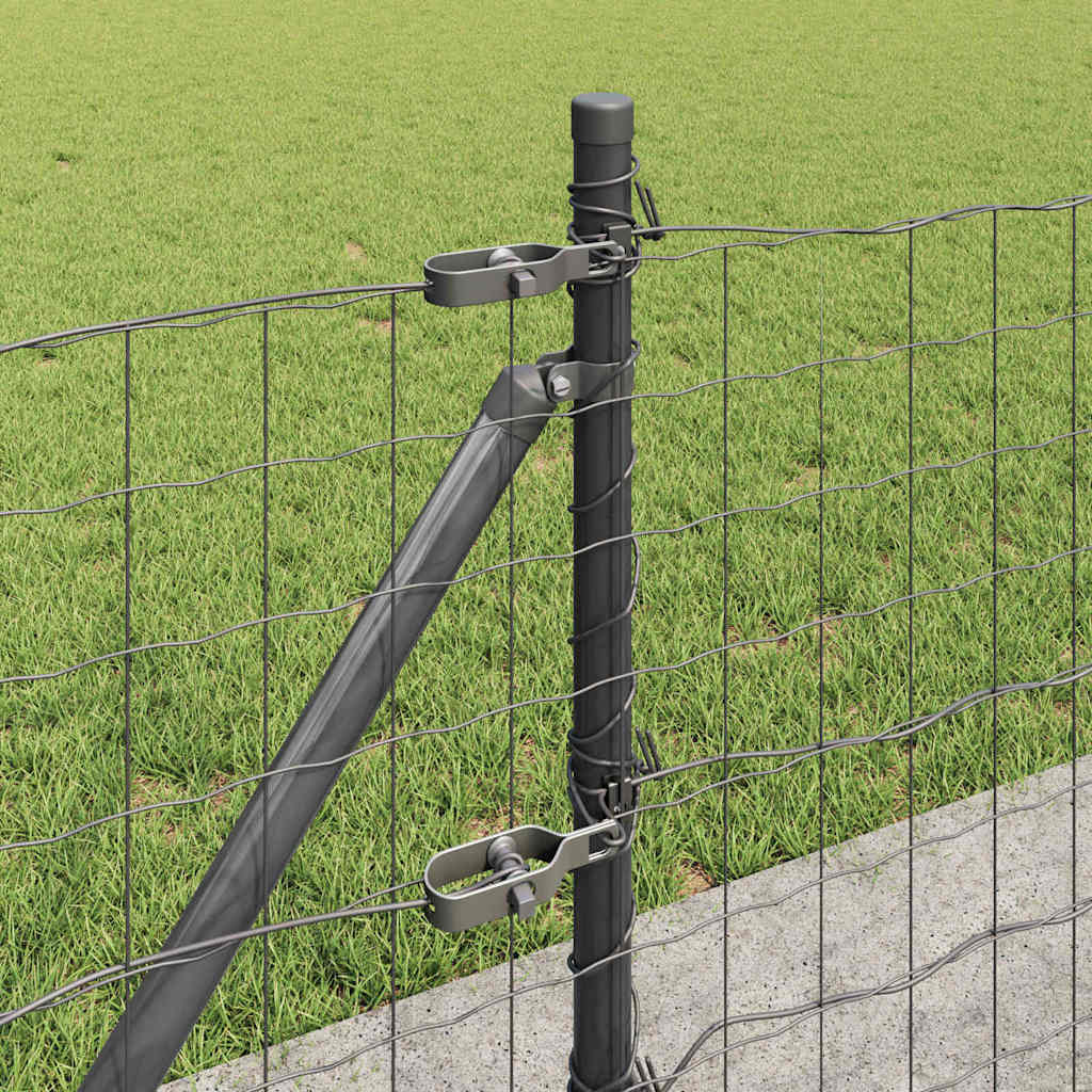 Fence with Posts Grey 0.4 x 50 m Steel
