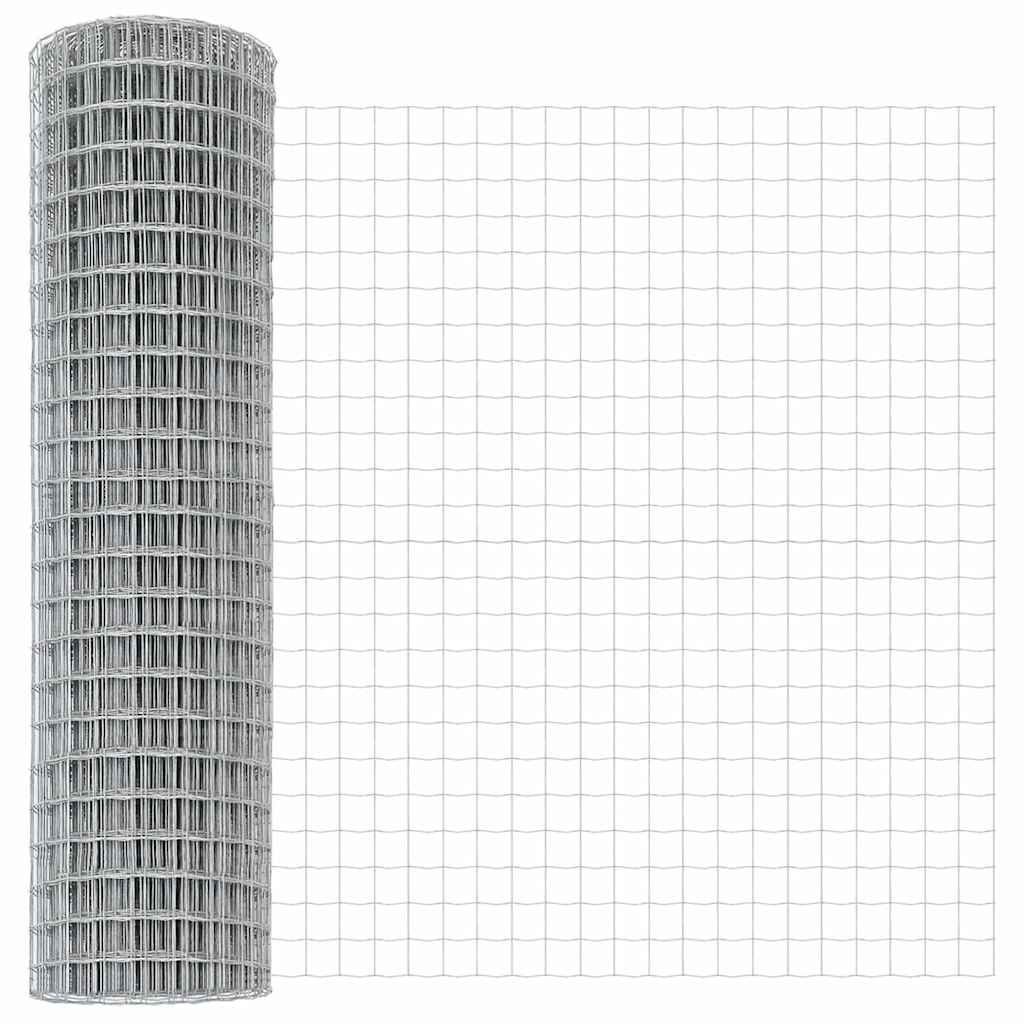 Fence with Post Silver 0.8 x 10 m Steel