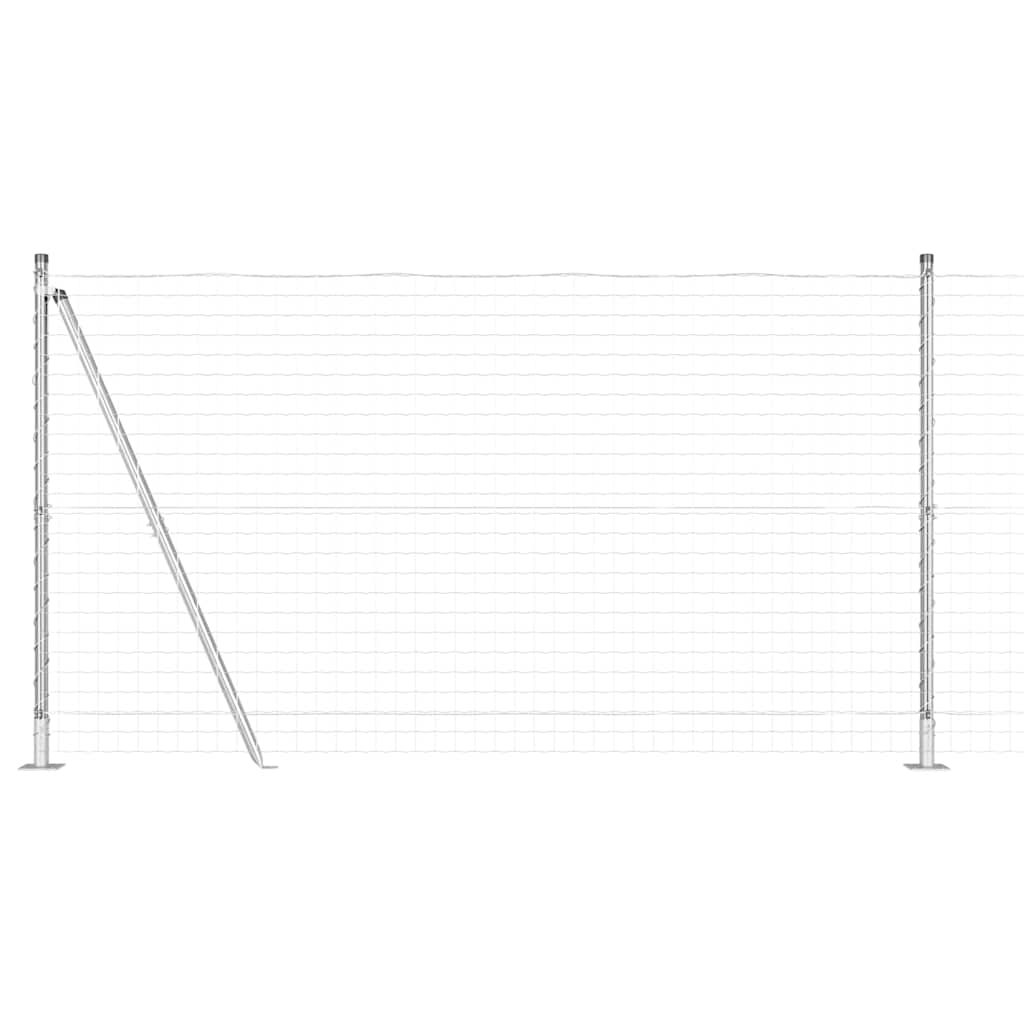 Fence with Post Silver 1.2 x 10 m Steel