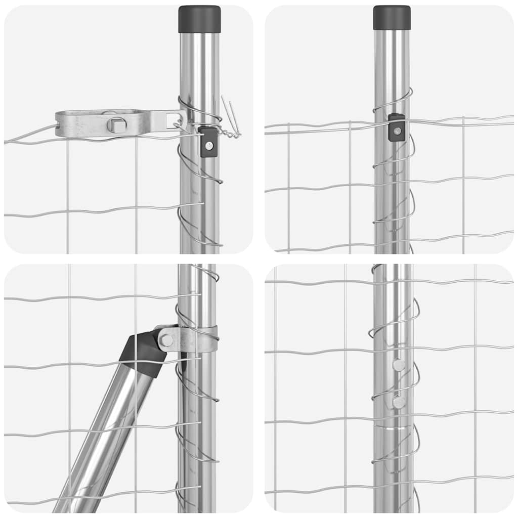 Fence with Post Silver 1.4 x 10 m Steel