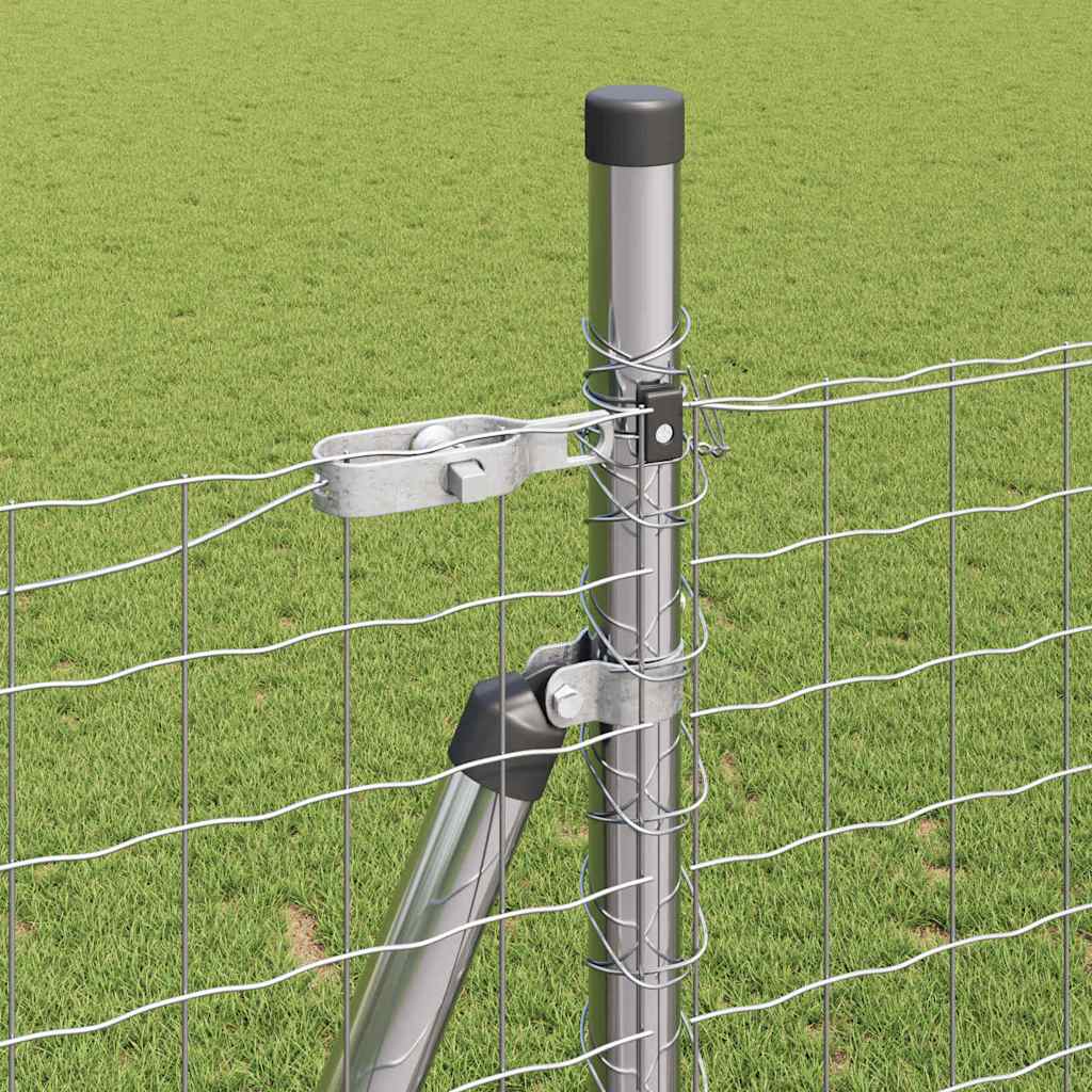 Fence with Post Silver 1.4 x 10 m Steel