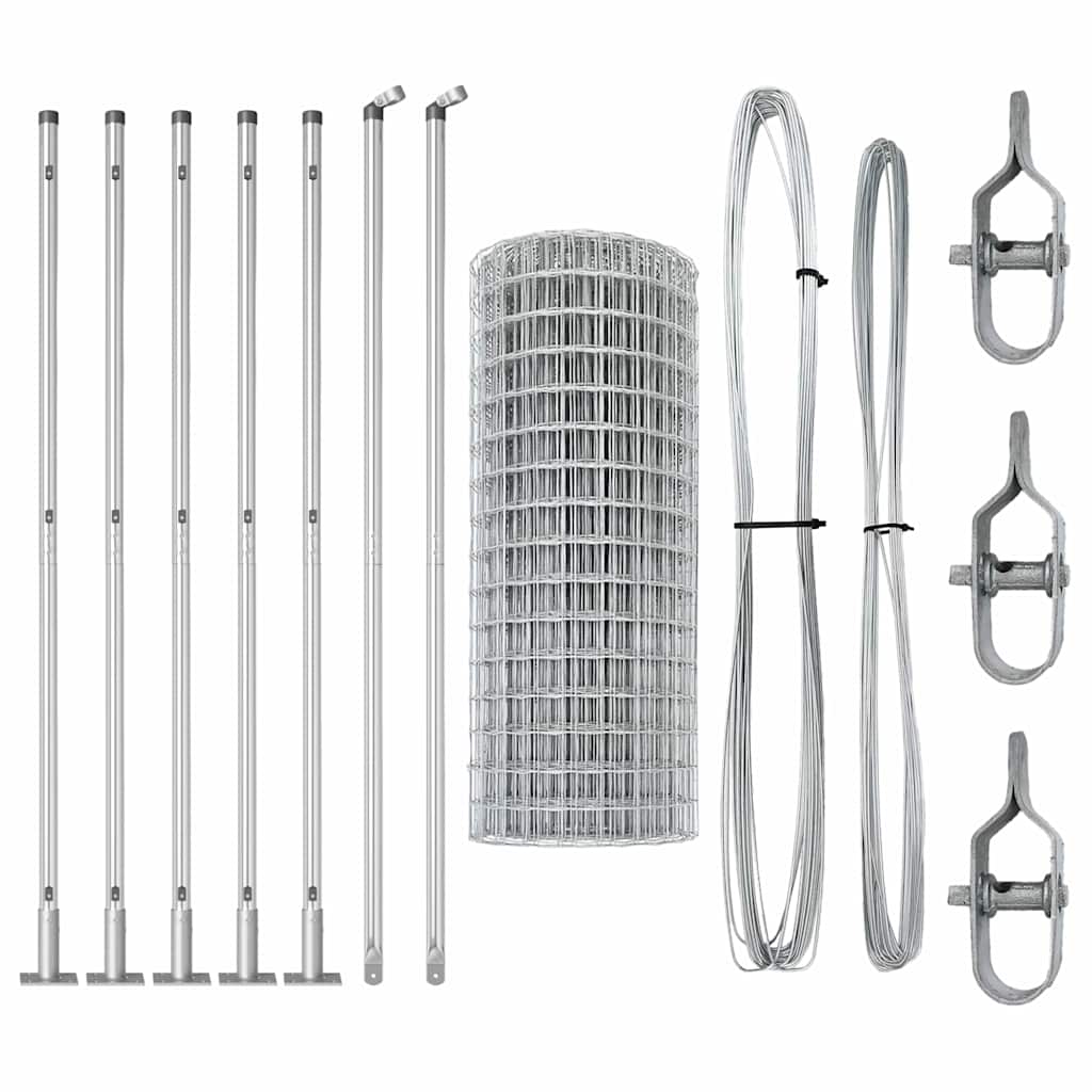 Fence with Post Silver 1.4 x 10 m Steel