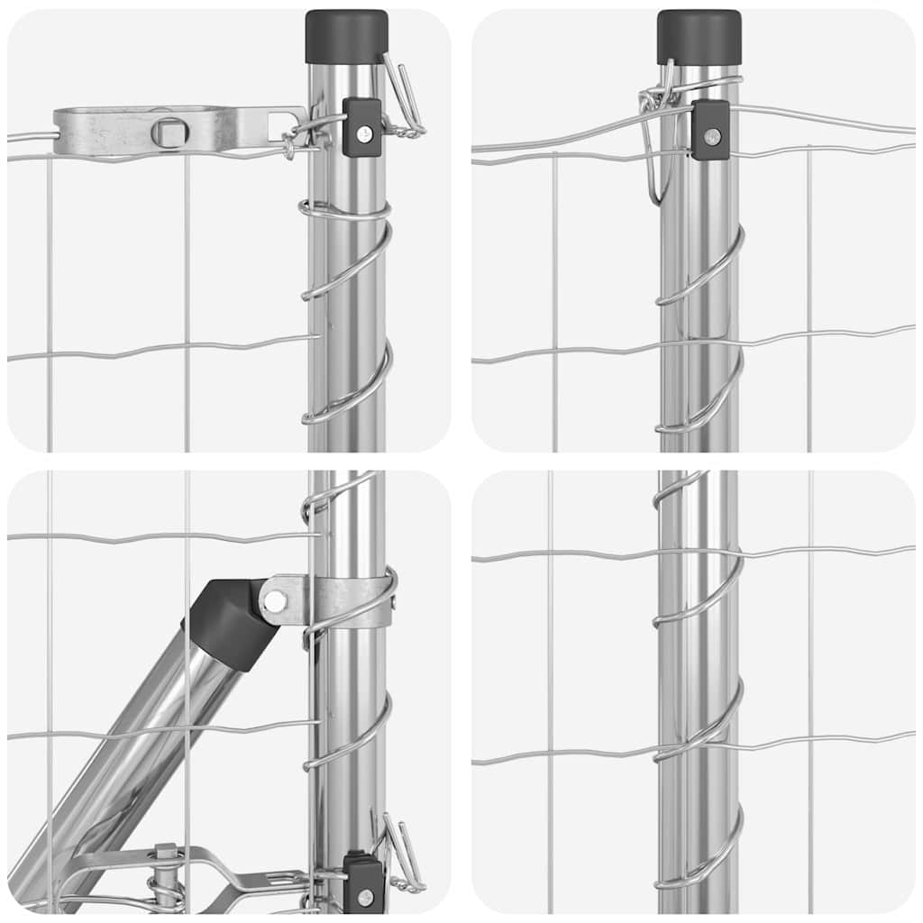 Fence with Posts Silver 0.8 x 10 m Steel