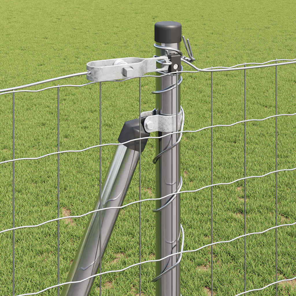 Fence with Post Silver 1.2 x 10 m Steel