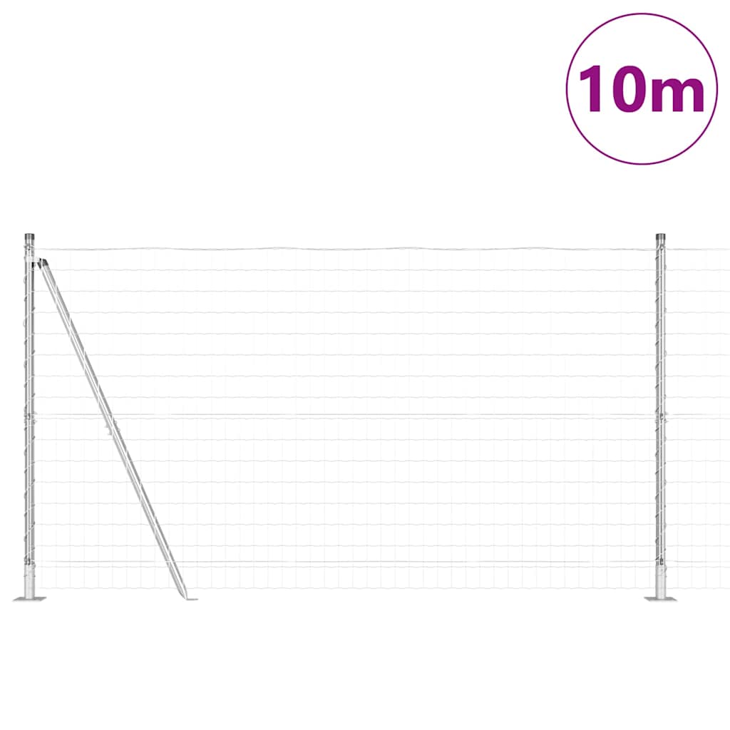 Fence with Post Silver 1.2 x 10 m Steel