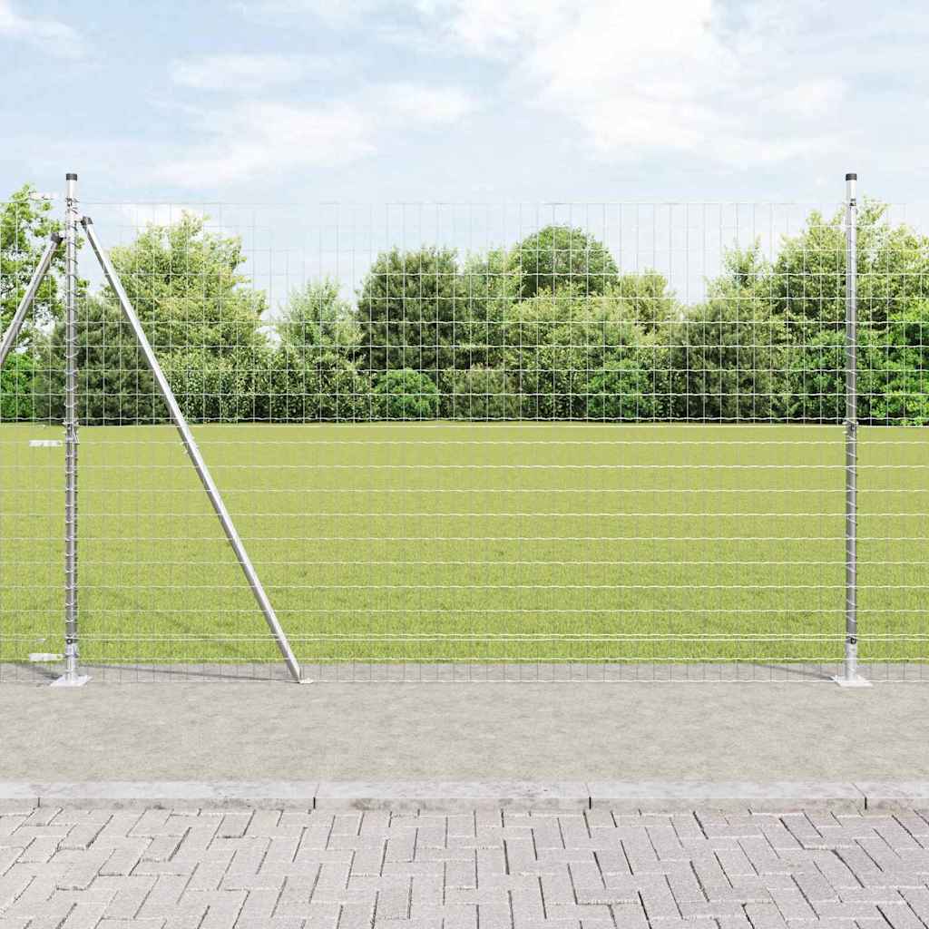 Fence with Post Silver 1.4 x 10 m Steel