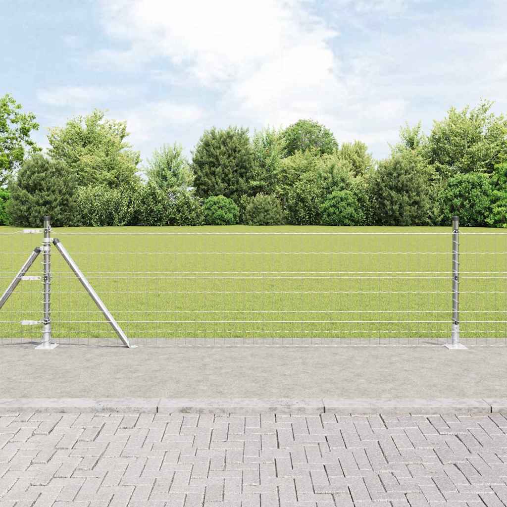 Fence with Post Silver 0.4 x 10 m Steel