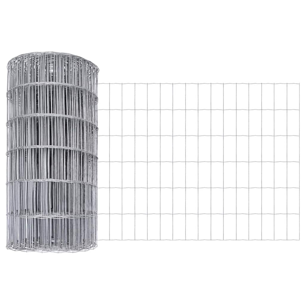 Fence with Post Silver 0.4 x 10 m Steel