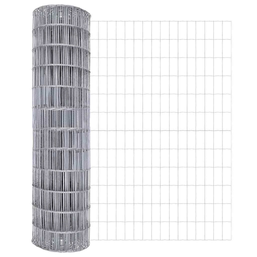 Fence with Post Silver 1 x 10 m Steel