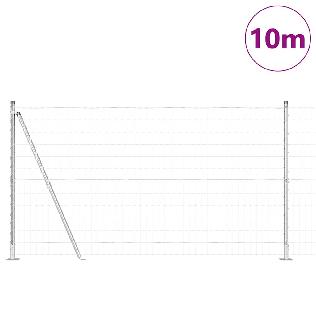 Fence with Post Silver 1.2 x 10 m Steel