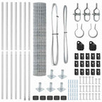 Fence with Post Silver 1.4 x 10 m Steel