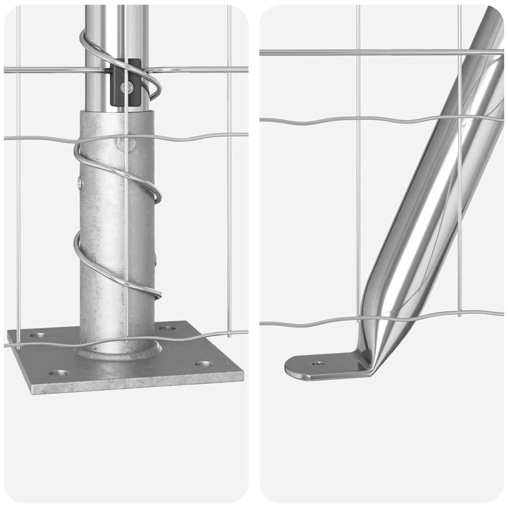 Fence with Posts Silver 1.5 x 10 m Steel