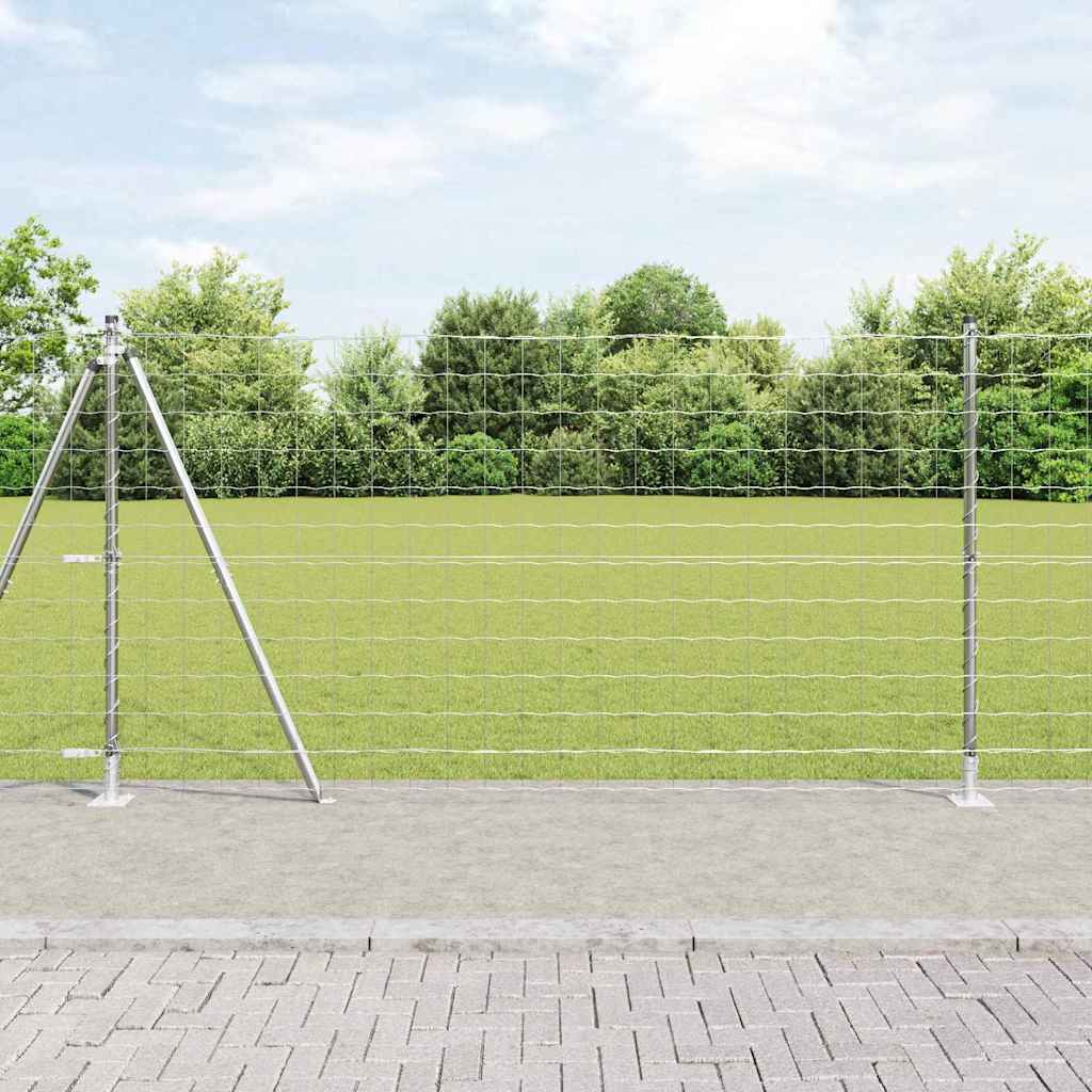 Fence with Posts Silver 1.2 x 10 m Steel